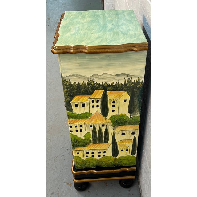 Vintage Hand-Painted Tuscan-Style Jewelry Tower Cabinet For Sale - Image 4 of 14