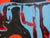Blue and red geometric abstract painting by Houston, Texas artist Paul Reeves. The work features a variety of flowy and...