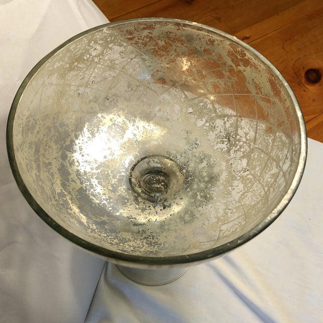 1960s Contemporary Mercury Glass Footed Bowl For Sale - Image 4 of 7