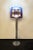 Floor lamp with steel structure and chromed metal, purple acrylic glass lampshade. Space Age style Italian production 70's...