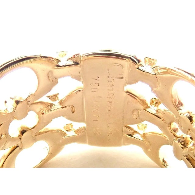 Christian Dior 18k Yellow Gold Diamond Large Pink Tourmaline Band Ring, size 8.75 For Sale In Philadelphia - Image 6 of 9