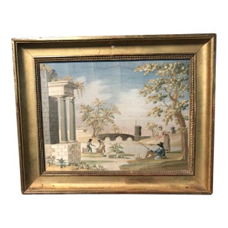 French 19th Century "Fil De Soie" - Silk Embroidery For Sale