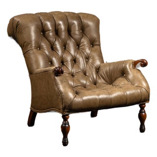 Vintage Tufted Sleepy Hollow Armchair in Beige For Sale