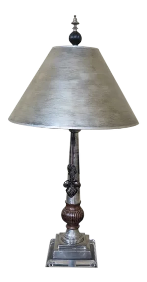 John Richard Silver & Lucite Table Lamp With Shade