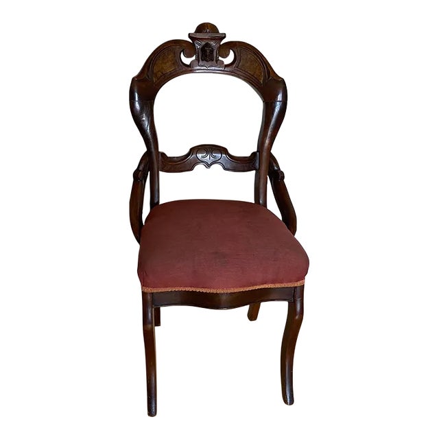 1920s Antique Traditional Carved Mahogany Side Chair For Sale