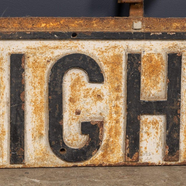 Vintage English Cast Iron with Black and White Enamel Brighton Sign, 1940s For Sale - Image 6 of 11