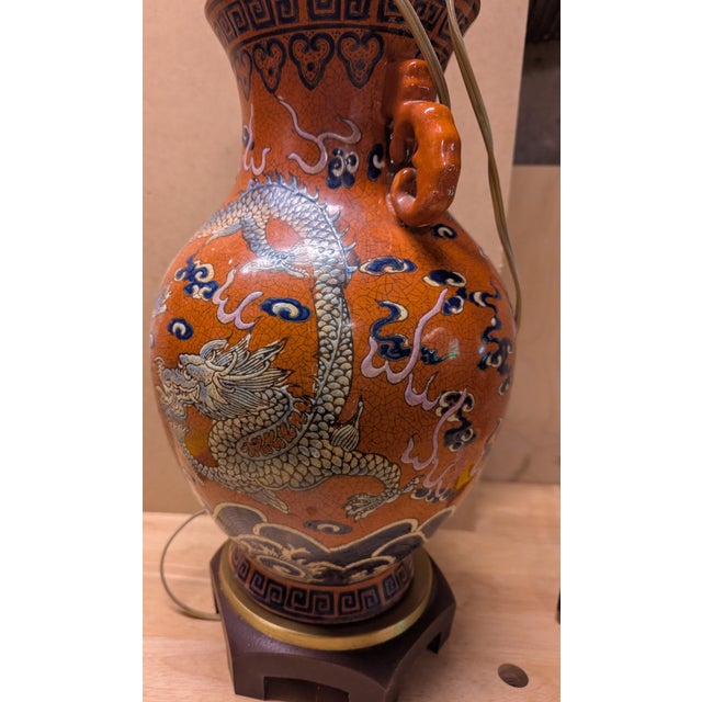 Late 20th Century Chinese Ceramic Dragon Lamp For Sale In Boston - Image 6 of 11
