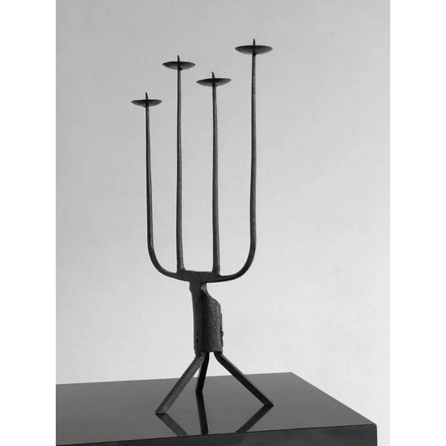 Vintage French Brutalist Candlestick in Wrough Iron, 1960s For Sale - Image 13 of 13