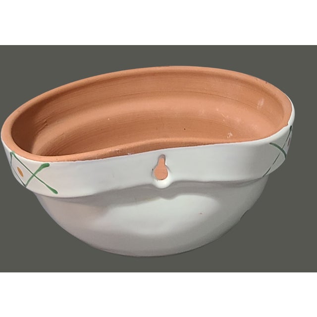 Late 20th Century Hand Painted Floral Italian Terra Cotta Wall Hanging Planter For Sale - Image 6 of 10