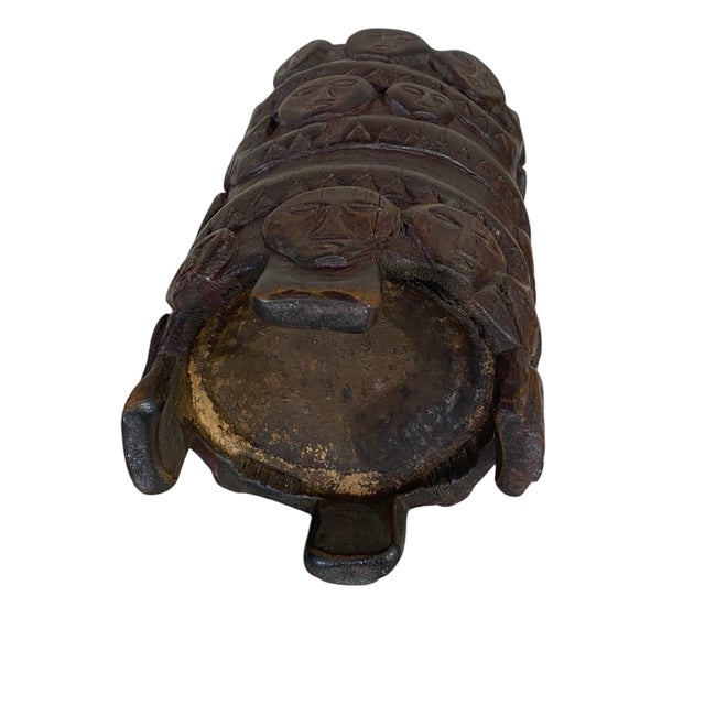 Wood Vintage Circa 1960 Hand Carved Wood African Vase 6.5" H For Sale - Image 7 of 9