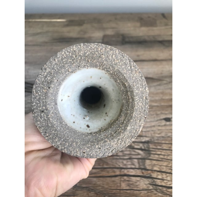 Vintage Mid-Century Modern Ceramic Studio Stoneware Pedestal Pottery Vase For Sale - Image 6 of 7