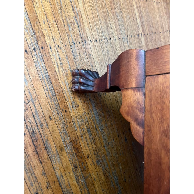 Morris Style Reclining Chair With Floral Upholstery, Oak Leaf Detail on Armrest and Claw Feet For Sale - Image 9 of 10