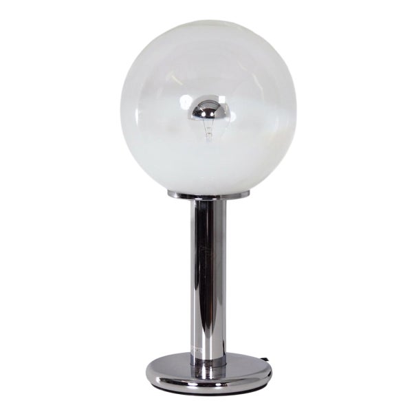 Chrome and Murano Glass Globe Table Lamp from Targetti Sankey, 1960s For Sale