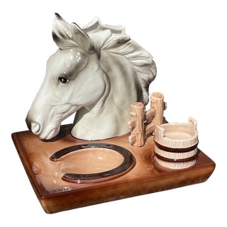 Shields Fifth Ave Ceramic Horse Head Desk Caddy For Sale