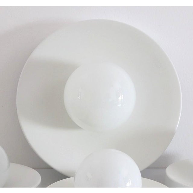 Metal Large Italian Flush Mount Disk Light in Metal and Glass, 1970s For Sale - Image 7 of 7