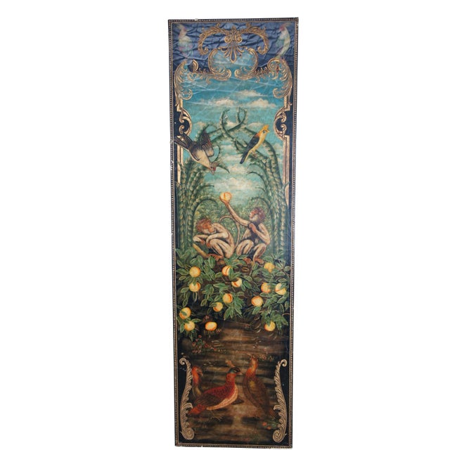 Realism Late 20th Century Maitland Smith Hand Painted Monkey Landscape Crackled Coromandel Wall Panel - Set of 2 For Sale - Image 3 of 16