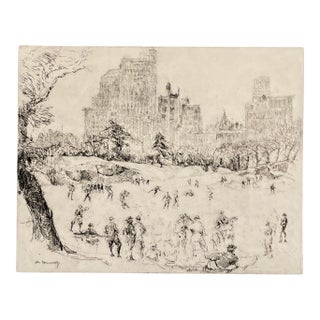 1920s William Meyerowitz Central Park Winter Etching For Sale