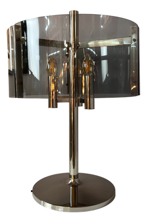 Table Lamp in Chrome and Smoked Acrylic