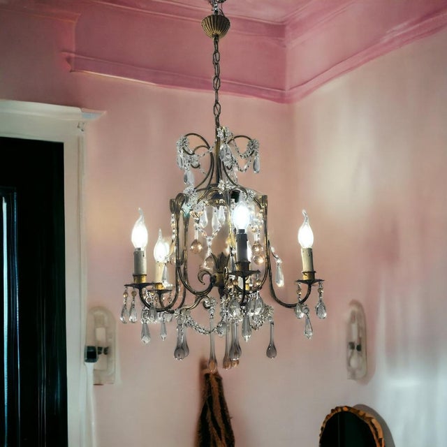 Florentine Gold Gilded Murano Glass Chandelier, 1960s For Sale - Image 13 of 14