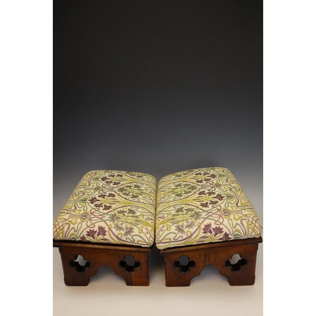 Victorian Gothic Revival Oak Ottomans in the style of Pugin, 1870s, Set of 2 For Sale - Image 6 of 16