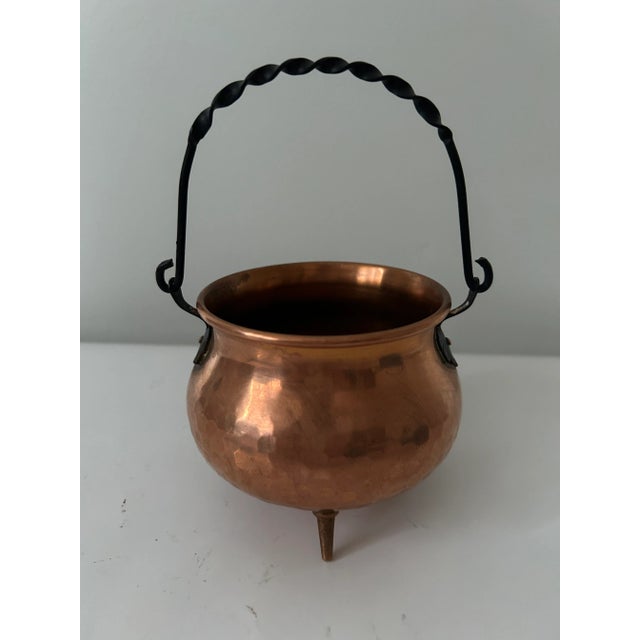 Mid-Century Modern Vintage Mid 20th Century Copper Cachepot Cauldron For Sale - Image 3 of 7