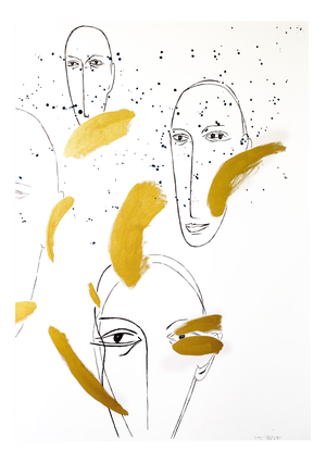 Gianni Veneziano, Golden Portraits n°2, Watercolor