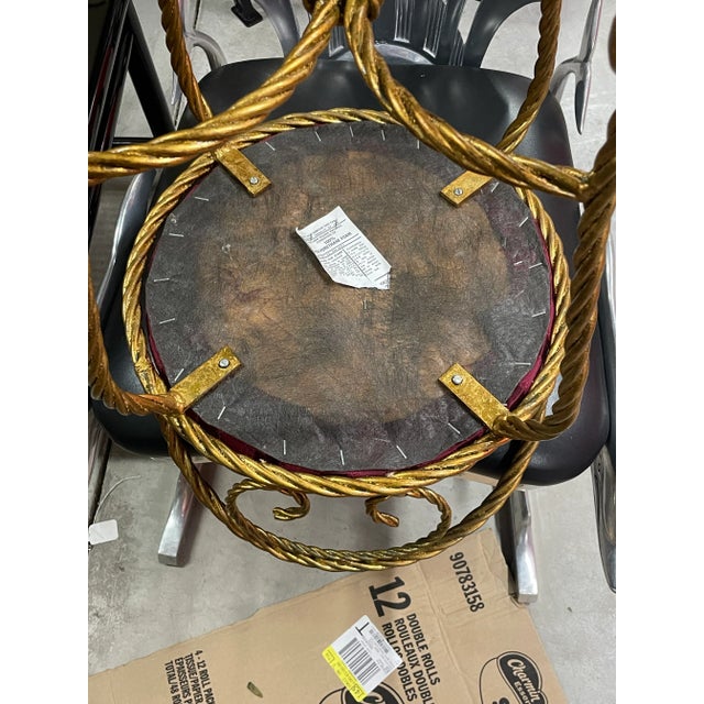 Metal Vintage Italian Gilt Rope and Tassel Boudoir Stool For Sale - Image 7 of 8
