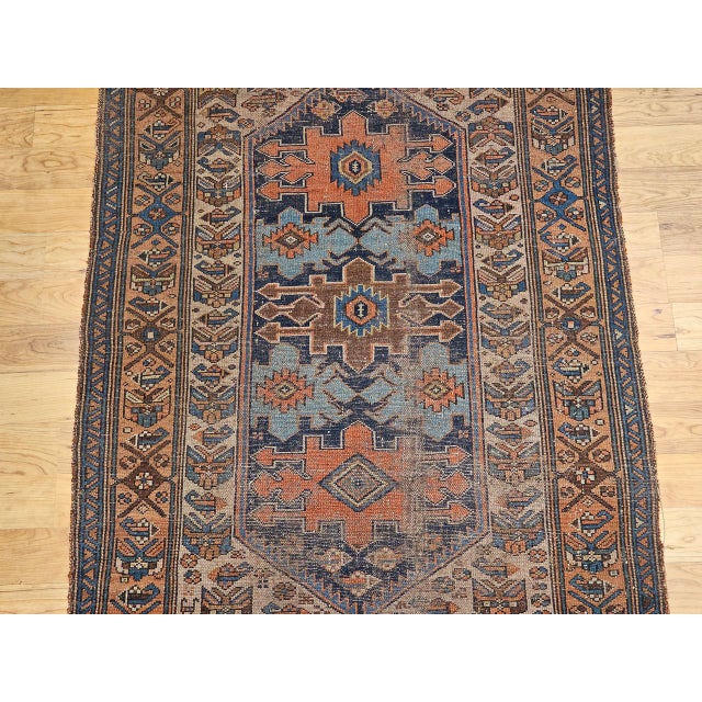 Antique Persian Malayer Area Rug, Hand-Knotted Wool, Geometric Pattern, 4x6, Ivory & Navy For Sale - Image 13 of 18