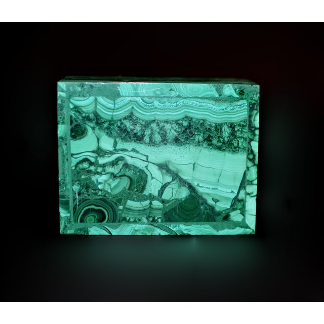 Green Natural Malachite Box Featuring Cells For Sale - Image 8 of 10