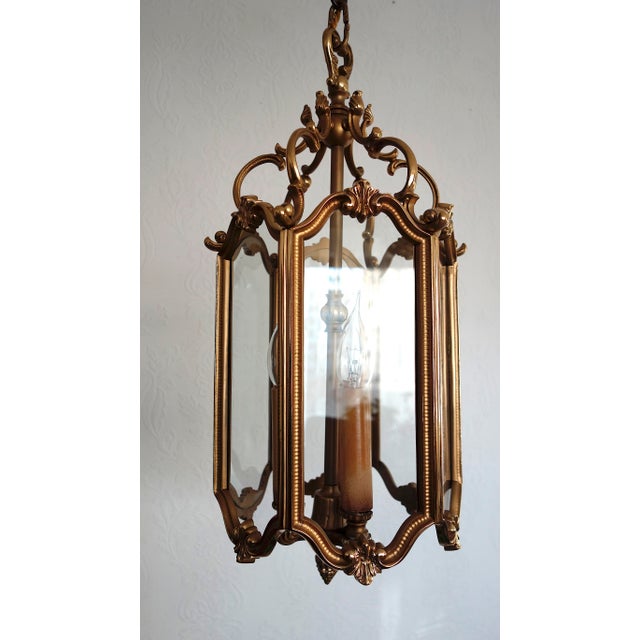 Brass and Glass Lantern Pendant, 1960s, in Very Good conditions. Designed 1960 to 1969 I have official proof of...