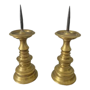 Pair of Antique Brass Prickets