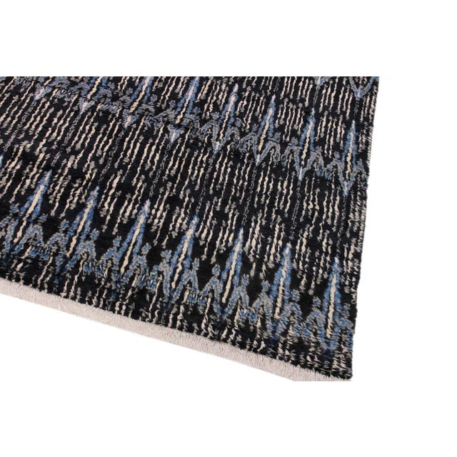 1990s Modern Bauhaus Moroccan Black Wool Rug - 8′10″ × 12′1″ For Sale - Image 4 of 9
