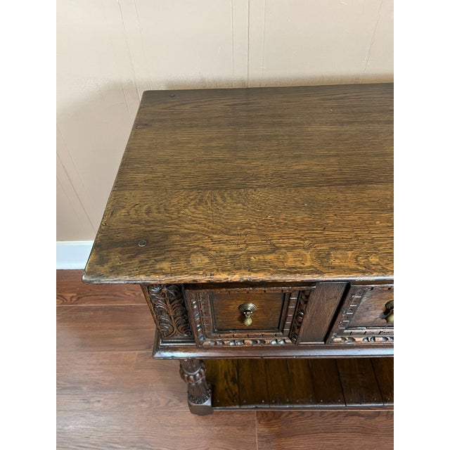 Antique English Dresser Base Sideboard Potboard Jacobean Carved Oak C1890 For Sale - Image 14 of 18