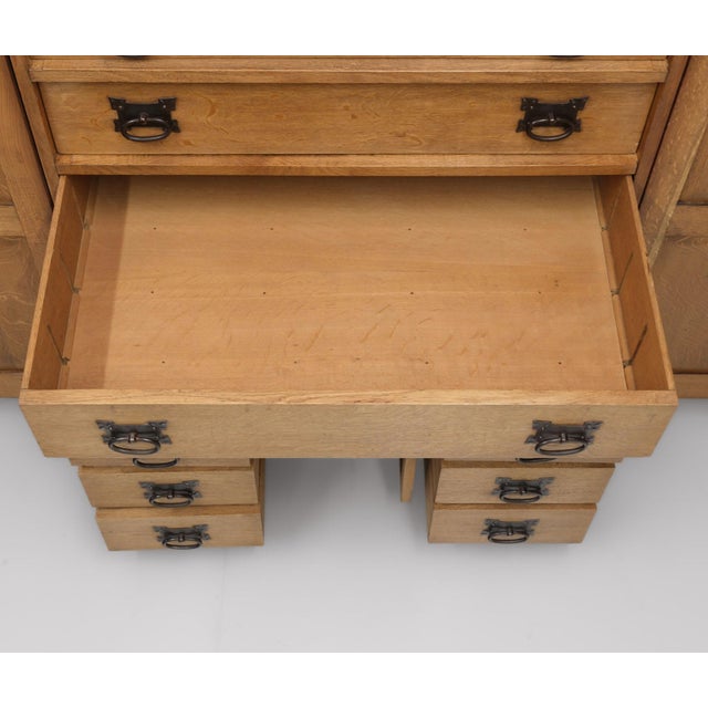 Large Arts & Crafts Cotswold School Oak Enclosed Chest of Drawers, 1906 For Sale - Image 14 of 18