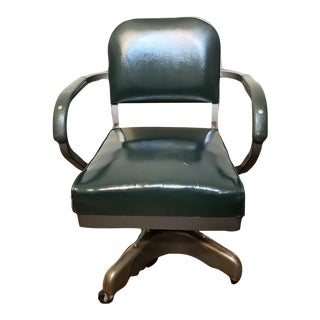 Vintage 1950s Harter Industrial Office Chair Steel Tanker Chair For Sale