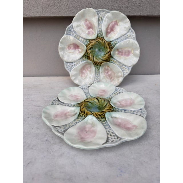 Orchies French Majolica Orchies Oyster Plate Circa 1900 For Sale - Image 4 of 5