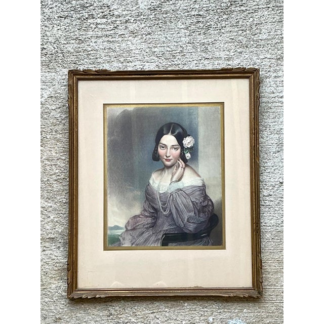 Mid 20th Century Vintage Gilt Framed Portrait Engraving For Sale - Image 5 of 13