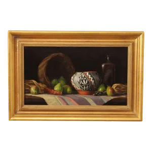 Ernest Baber Framed Still-Life Oil Painting, Acoma Pot
