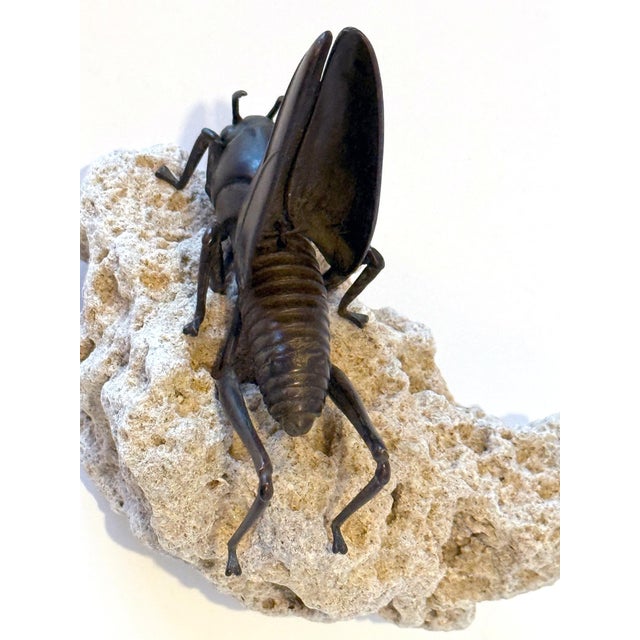 Japanese Articulate Bronze Grasshopper Jizai Okimono Myochin Linage Signed For Sale - Image 10 of 16