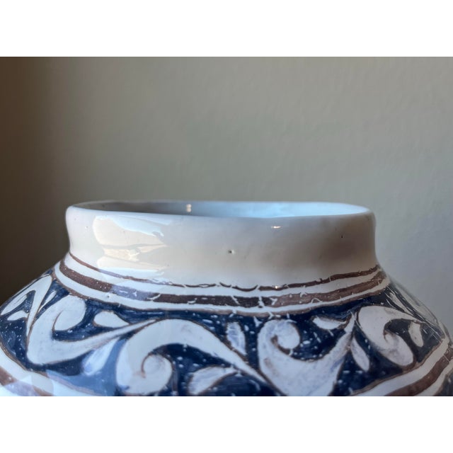 Late 20th Century Handmade and Handpainted Terracotta Portugal Pottery Vase For Sale - Image 4 of 11