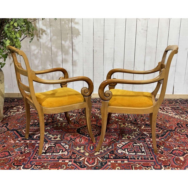 Cherrywood Armchairs with Scrolled Backs, 1960s, Set of 2 For Sale - Image 10 of 11