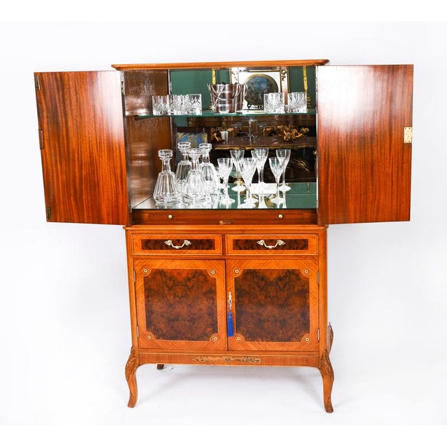 Antique Art Deco Walnut Marquetry Cocktail Cabinet by Epstein, 1930s For Sale - Image 3 of 18