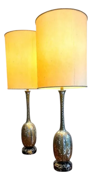 1930s Art Nouveau Table Lamps in Metal, Brass and Marble - a Pair
