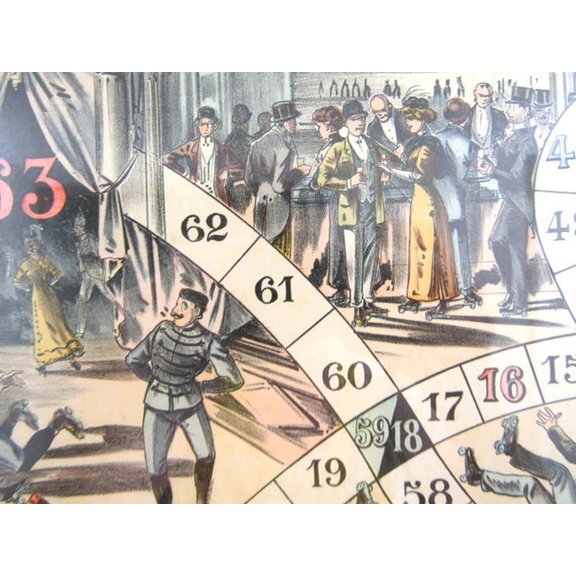 Rare Jeu Du Skating Rink (Game of Goose) French 1900 Game Framed Poster For Sale In Miami - Image 6 of 8