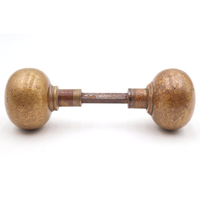 Traditional Pair of Vintage 2 In. Plain Round Brass Door Knobs For Sale - Image 3 of 9