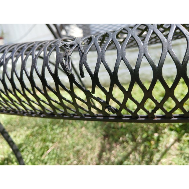 Vintage 50s Russell Woodard Wrought Iron Mesh Barrel Armchairs - A Pair, Attributed For Sale - Image 9 of 9