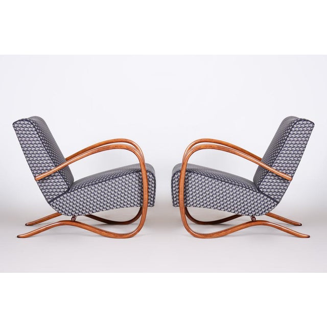 Set of Art Deco Model H-269 Armchairs in Beech attributed to Jindřich Halabala for Up Závody, Former Czechoslovakia, 1930s For Sale - Image 9 of 16