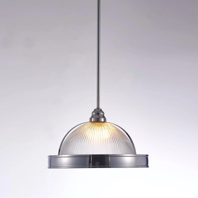 Contemporary Pasargad Home Natalie Rounded Glass & Polished Chrome Pendant For Sale - Image 3 of 5