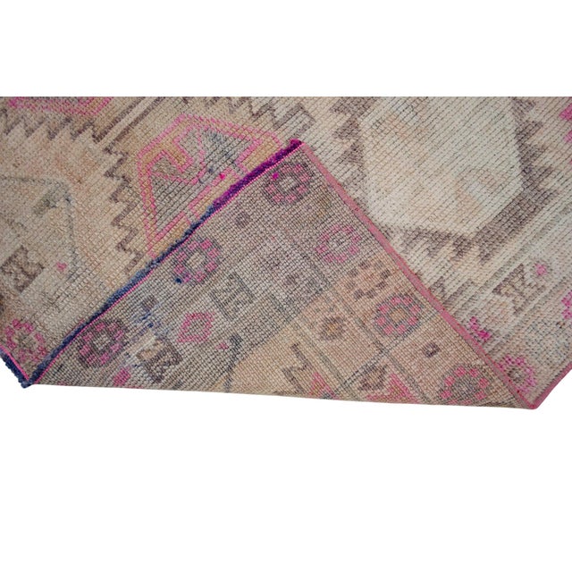 Vintage Turkish Hand-Knotted Runner Rug Pink Hallway Kitchen Decor - 2′9″ × 10′ For Sale - Image 12 of 17