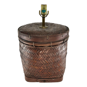 Vintage Table Lamp Made From Asian Basket